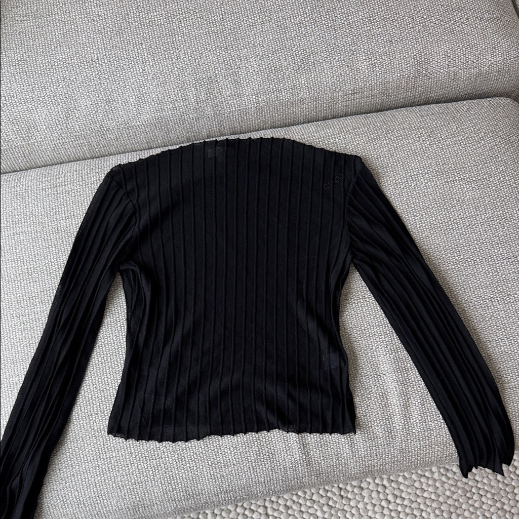 L'academie Black Ribbed Long Sleeve Top